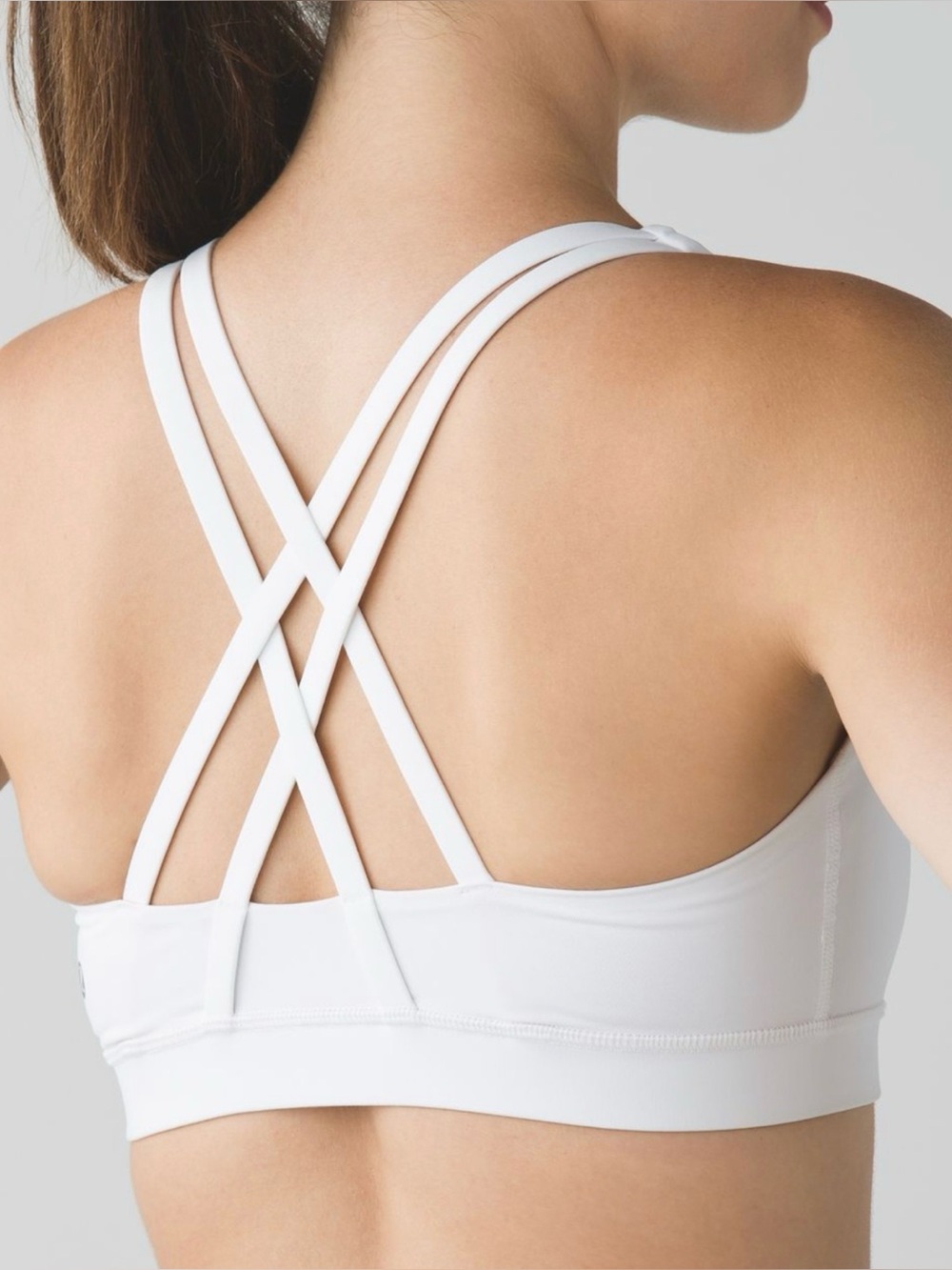 Lululemon Energy Bra Size 2 White Cross-Back Workout Gym Exercise